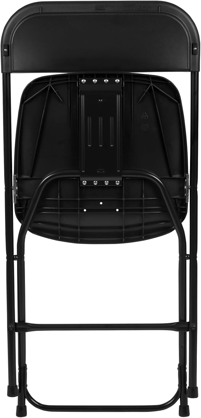 Flash Furniture Hercules Series Plastic Folding Chairs for Parties and Weddings, Stackable Commercial Event Seats with 650-lb. Static Weight Capacity, Set of 4, Black