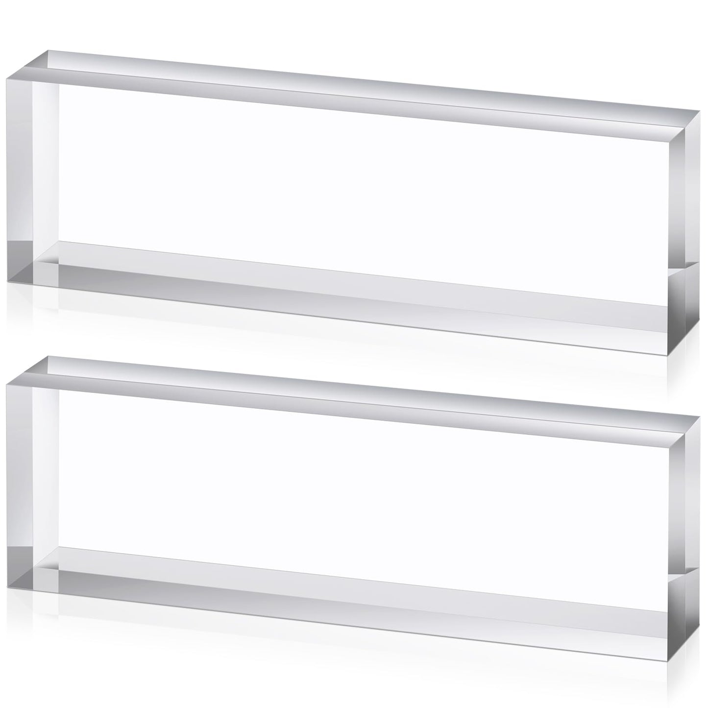 Yousoontic 2 Pcs Clear Acrylic Blocks for Display Blank Name Plate Block Cube Display Stand for Wedding Props Photography Scrapbooking Crafts (2.5 x 8 x 1.125 Inch)