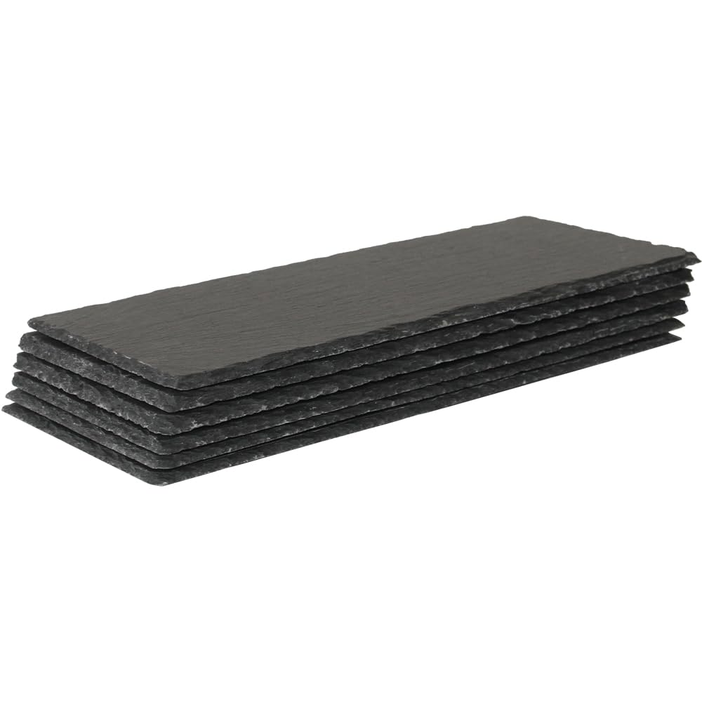 RUNANDYUE 6-Pack 13 * 5.5 Slate Cheese Board for Cheese Meat Appetizers Sushi Cake Fruit,Slate for Laser Engraving Draw, for Brunch Dinner,Reception Meals (6 Pack, 13x5.5)