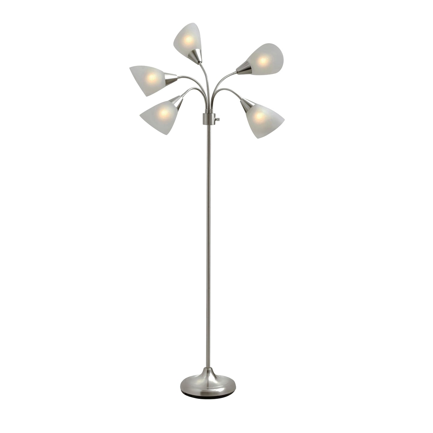 Adesso Floor Lamp with 5 Movable Shades & Adjustable Brightness, Brushed Steel Finish, Silver Perfect Lighting for Bedroom Decor, Beauty & Art Studio
