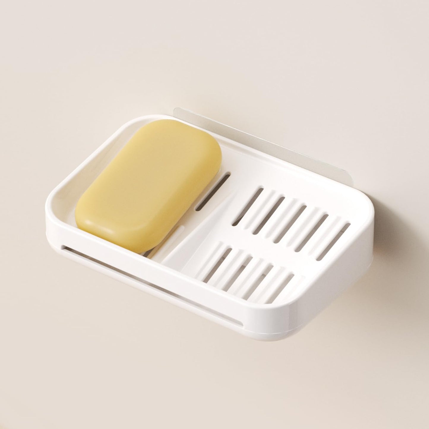 HAVICATO Soap Dish with Raised Ridges for Self-Draining, Wall-Mount or Countertop, ABS Plastic, White