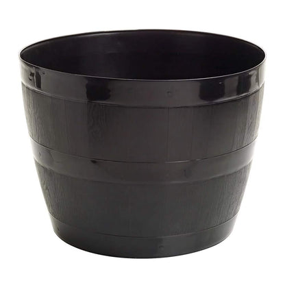 Straame Plant Pot Tub, 50 Liters Gardening Flower Pots - Indoor Or Outdoor Planter - For Multi-Purpose - Makes Your Living Space Bloom (Black Barrel Plantar Large- 45x33x34 cm)