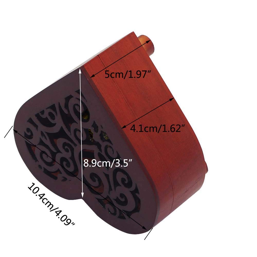 Pursuestar Edelweiss Wind Up Music Box, Heart Shaped Vintage Wood Carved Mechanism Musical Gift for Lover Girlfriend Wife Husband Valentine's Day Mother's Day Christmas Anniversary