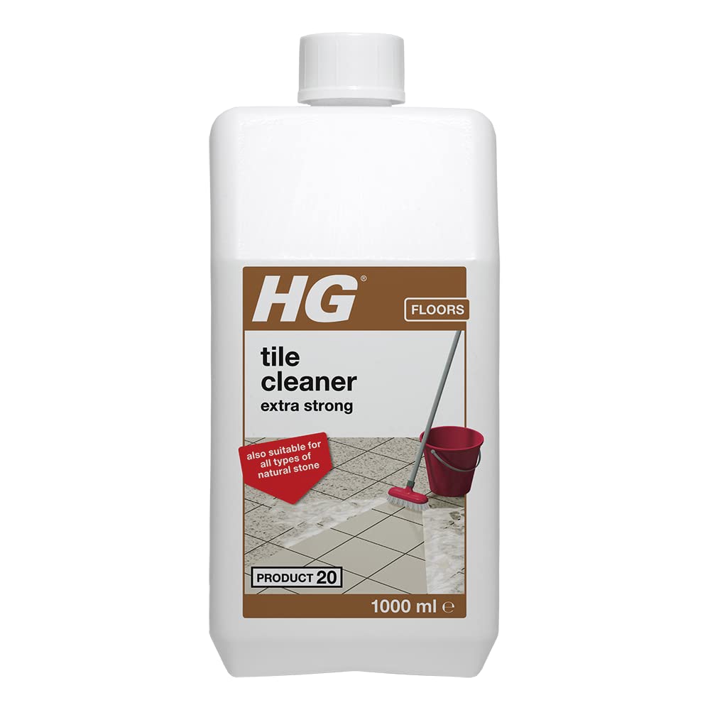 HG Tile Cleaner Extra Strong, Heavy Duty Floor Cleaner for Tiles & Grout, Industrial Strength, Safe for Natural Stone, Kitchen & Bathroom Use, Fresh Scent – 1L