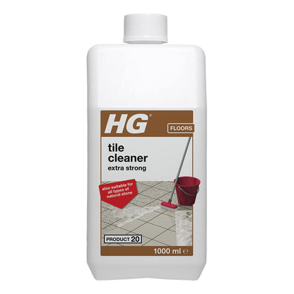HG Tile Cleaner Extra Strong, Heavy Duty Floor Cleaner for Tiles & Grout, Industrial Strength, Safe for Natural Stone, Kitchen & Bathroom Use, Fresh Scent – 1L