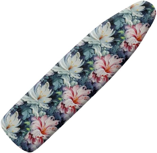 Oil Painting Iris Flowers Ironing Board Cover-15x 54 White Pink Iris Flower