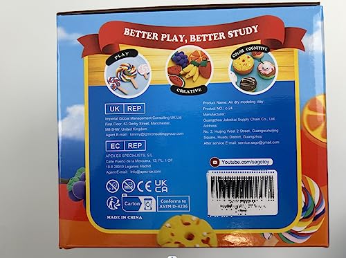 SAGO BROTHERS Air Dry Clay, 24 Colors Modelling Clay with 3 Tools & Project Booklet, Ultra Soft Light, DIY Creative Gifts, Arts and Crafts Kits for Kids Boys Girls Toys