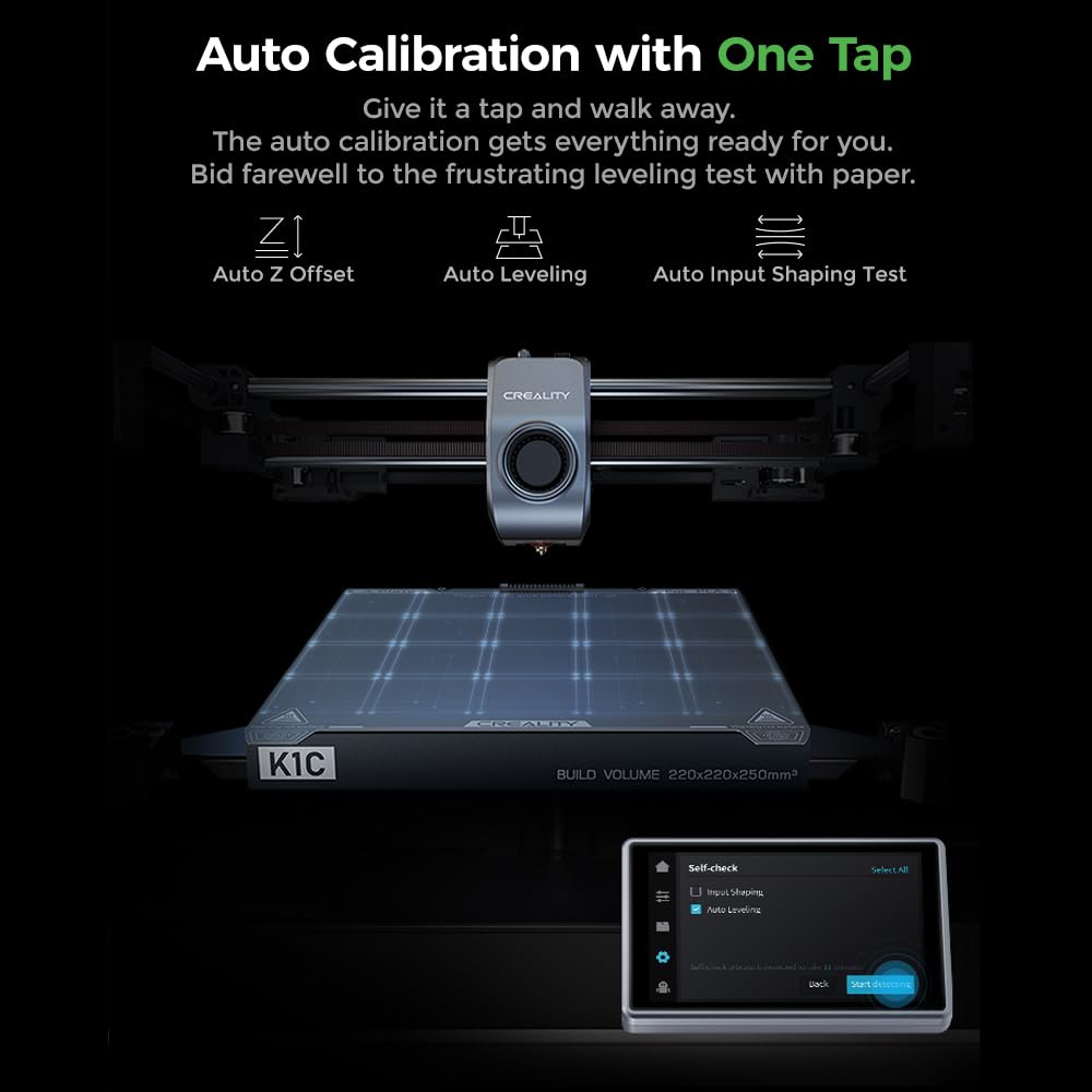 Creality K1C 3D Printer (2024 New Version) - Fast 600mm/s Printing Speed, AI Camera,Direct Extruder, Tri-metal Nozzle, Carbon Fiber Filament Support, Auto Leveling - Prints at High 300°C Temperature