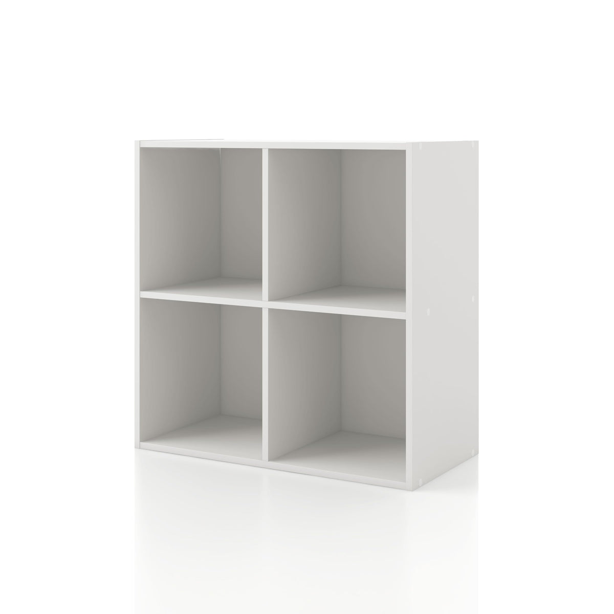 Homes: Inside + Out Apexa 4-Cube Storage Organizer Shelves, Stackable Wood Bookcase Fits Cubby Bins for Organization, Dorm Teen Room Decor & Home Office, White