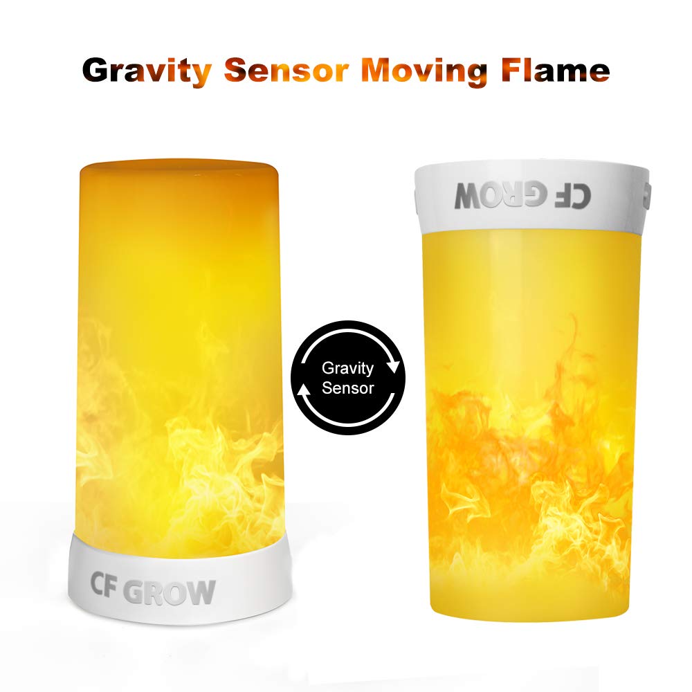LED Flame Effect Light, USB Rechargeable Flame Candle Waterproof Dimmable 4 Modes Lantern with Gravity Sensing Effect & Magnetic Base, for Halloween, Room, Party, Bar Decor