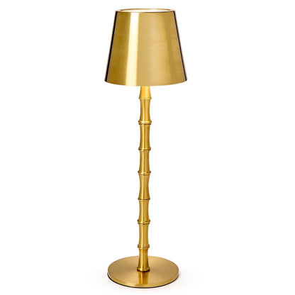 Two's Company LED Cordless Gold Bamboo Table Lamp in Gift Box, 14.5-Inch, Iron