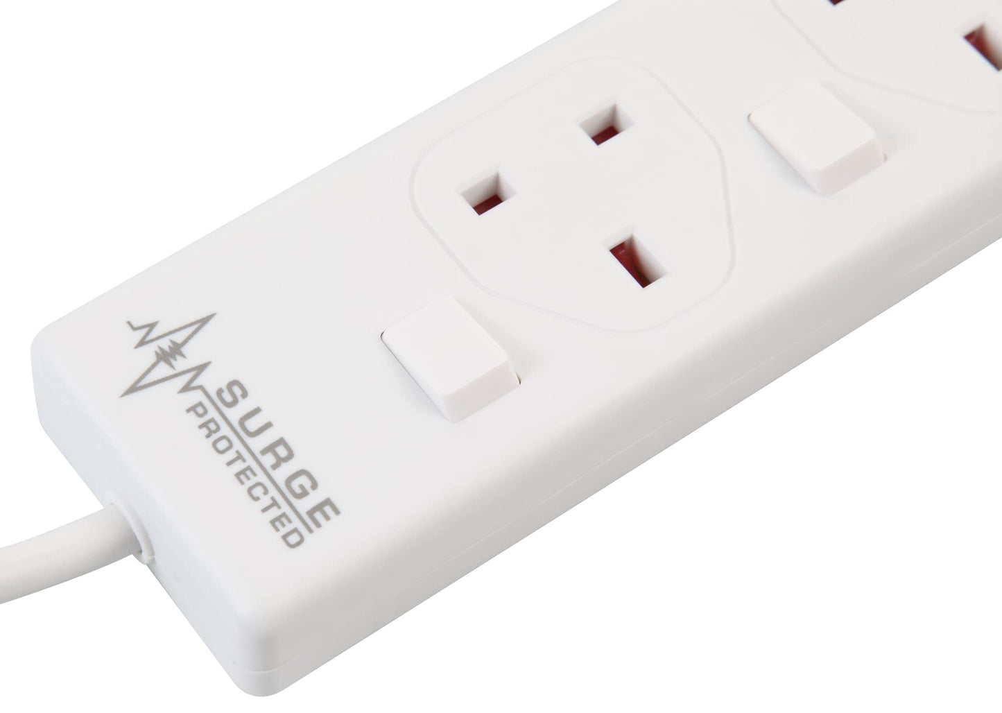 PRO ELEC PELB1942 4 Gang Switched Surge Protected Extension Lead White, 10m