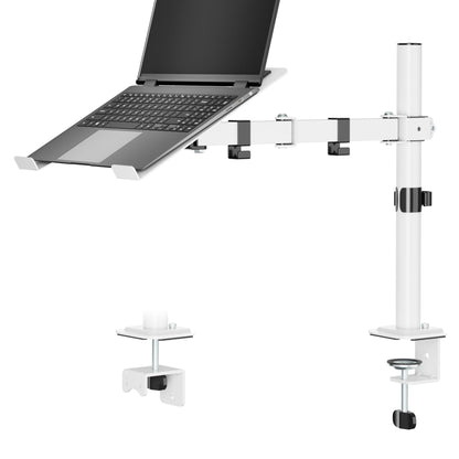 Laptop Desk Mount, Single Laptop Stand Arm with Vented Tray for 17 inch Notebook or 14”-32” Monitor, Holds up to 17.6 lbs, Fully Adjustable, Clamp/Grommet Mounting, VESA 75/100mm