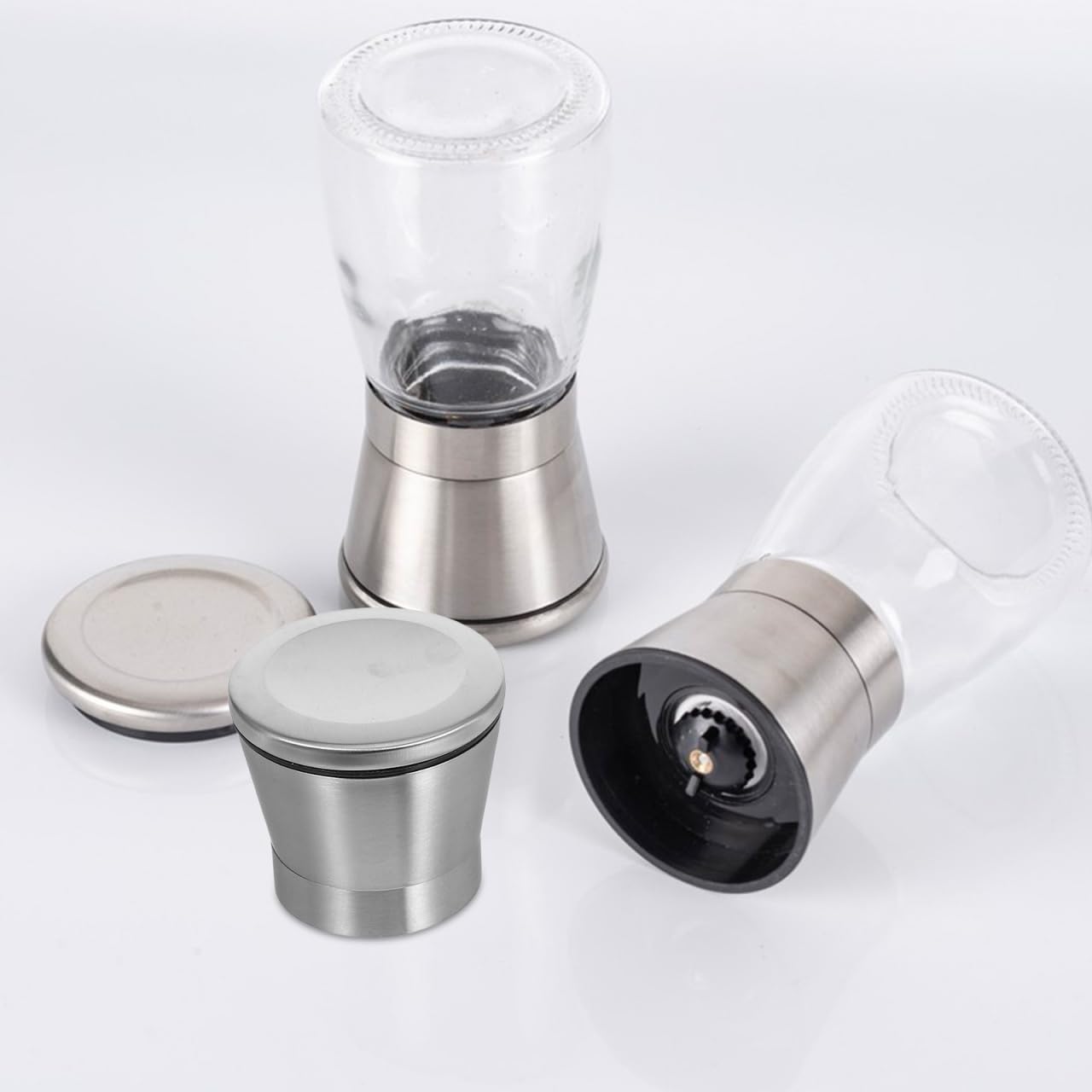 Ipetboom Metal Grinder Caps Replacement Tops for Salt Pepper Mills 2.55X2.55X2.28In Manual Spice Bottle Covers Grinding Caps for Kitchen Use 2Pcs