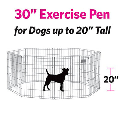 New World Folding Metal Dog Exercise Pen and Pet Playpen with No Door, Includes Grounding Stakes and Provides 1.5 Meters of Play Space, 76 cm Tall, Black E-Coated, B552-30