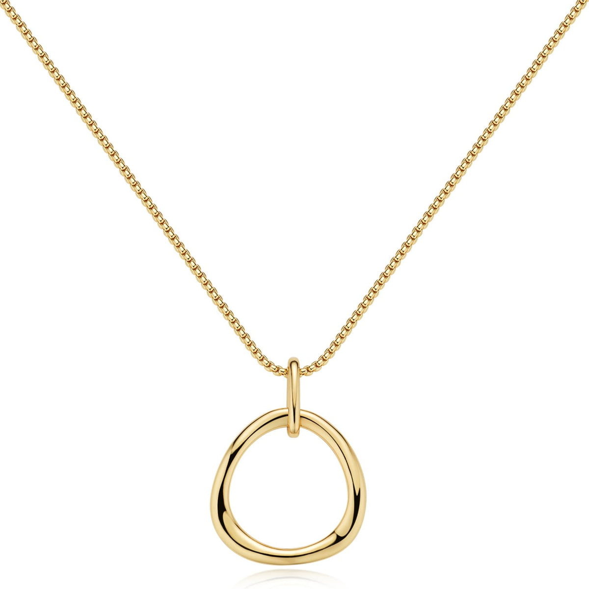 COBI Gold Circle Necklace for Women, 18K Gold Tone Finished Long Gold Necklace, Gold Statement Necklace Simple Everyday Jewelry, Fashion Trendy Birthday Gifts