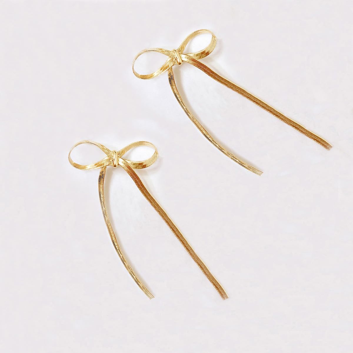 LOKLIFFAI Bow Drop Dangle Earrings for Women, Long Tassel Chain Earrings Wedding Statement Earrings