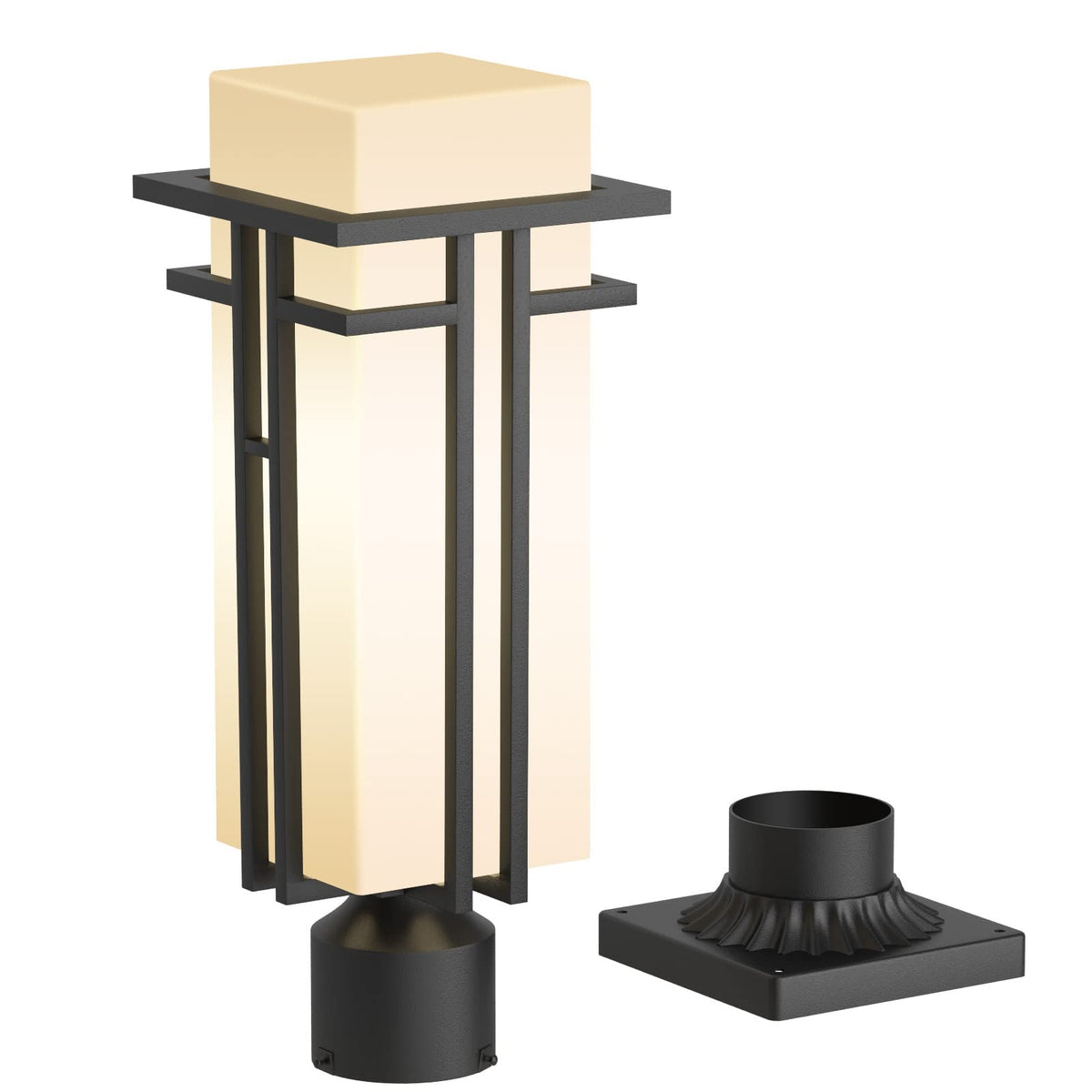 Yoenecea Outdoor Post Light Fixture - Aluminum Lamp Posts Outdoor Lighting, Outdoor Lightpost Lantern with 3-Inch Pier Mount Base Outside Pole Lighting for Porch Garnden (17.3''H, 1 pc)