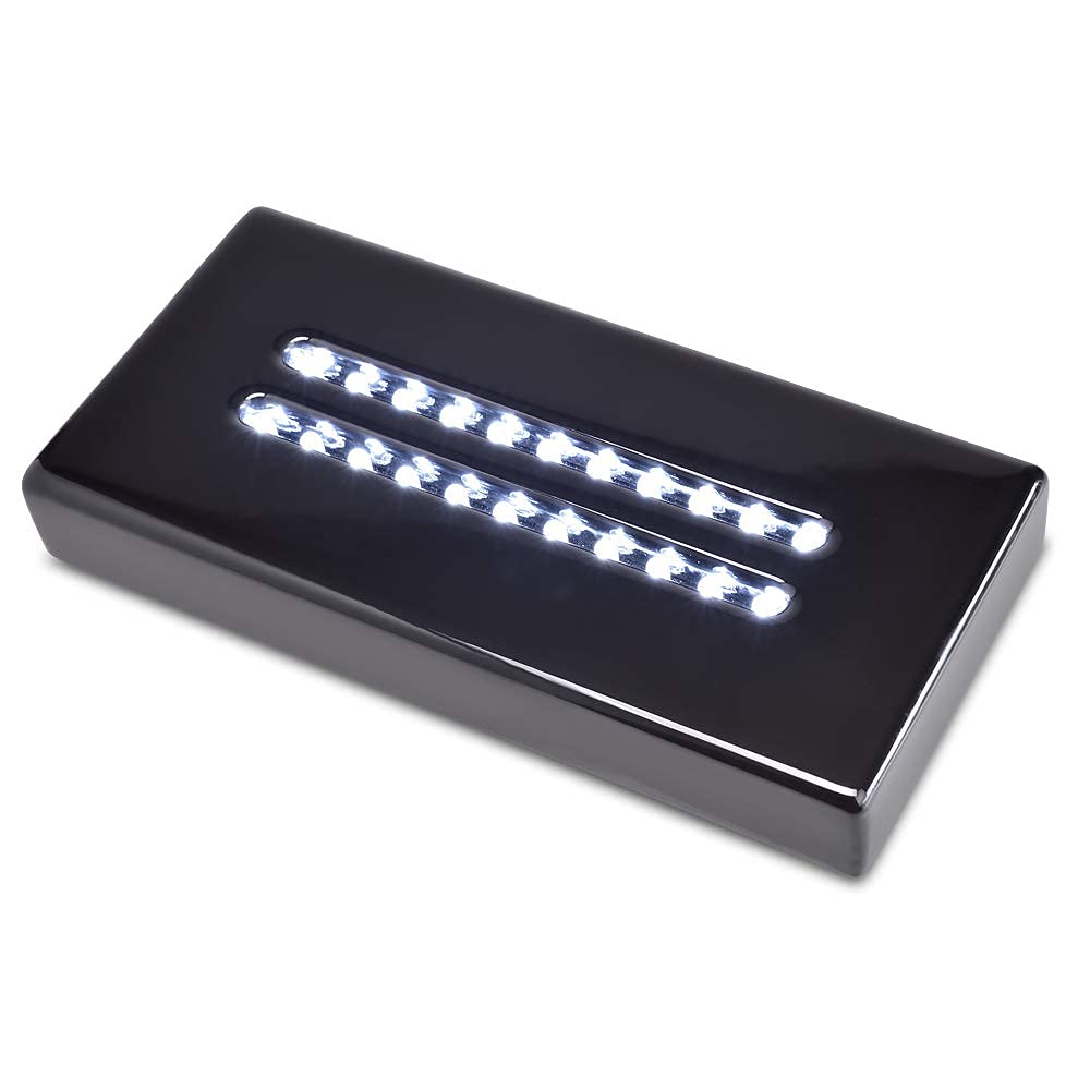 ASENTE 20 LED Lighted Base for Glass Art - Rectangular Satin Matte Black White Light Stand Base for 3D Art Glass, Room Decor and Gemstones and Crystals - AC/USB Adapter Powered (Black)