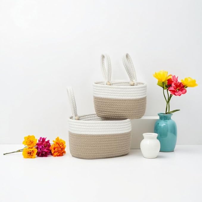 YAHUAN Cotton Hanging Basket for Organizing Hanging Wall Basket