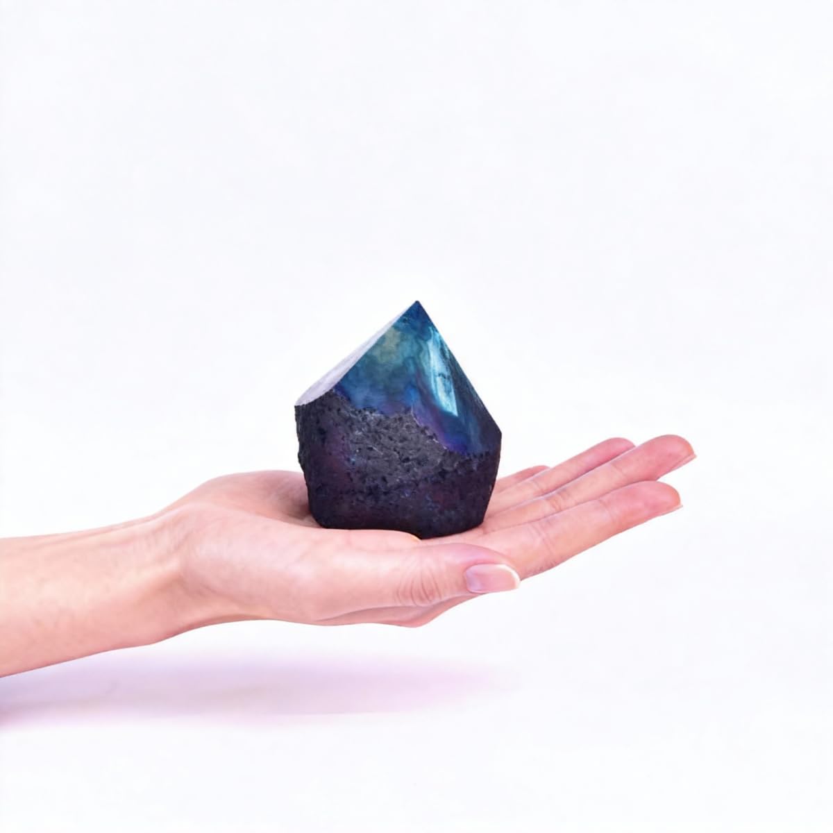 VIZYTOU Agate Stone Wand Irregular Column 0.6-1.1 Lbs Dyed Teal for Bohemian Theme Relaxation Nook Mini Garden Figurine Desktop Decor