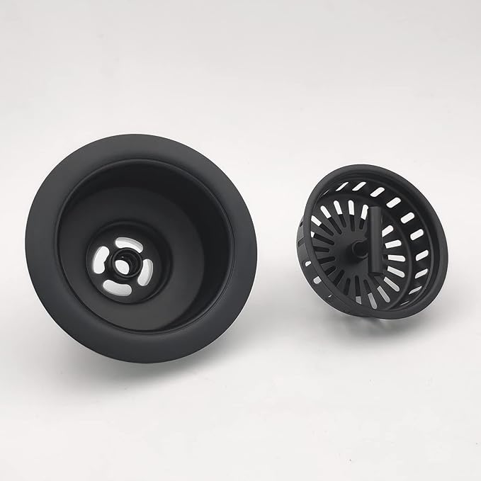 3-1/2 Inch Matte Black All Stainless Steel Kitchen Sink Drain Strainer Assembly