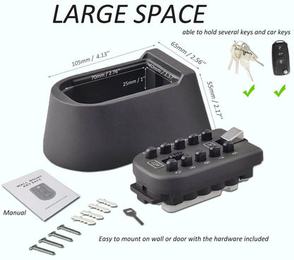 Votmores Key Lock Box for House Key, Lock Box with Combination Lock Wall Mount, 10 Digits Password Security Lock Boxes, Key Box with Code Push Button for Outside & Inside Hide A Key Outdoor