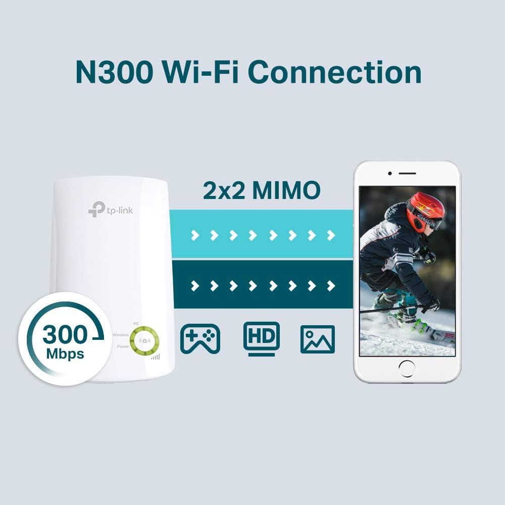 TP-Link TL-WA854RE N300Mbps WiFi Extender Booster, Internet Booster, Access Point,WiFi Repeater, WiFi Extender,App Control, WiFi Booster Range Extender, Smart Signal Indicator Light,UK Plug