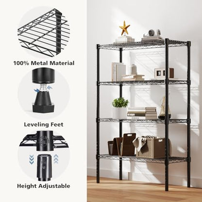 DUMOS 5 Tier Metal Wire Rack Shelf Heavy Duty Standing Shelves Adjustable Steel Closet Shelving Unit Organizers and Storage for Kitchen Bathroom Pantry Office, 13.78" D x 35.43" W x 69.29" H