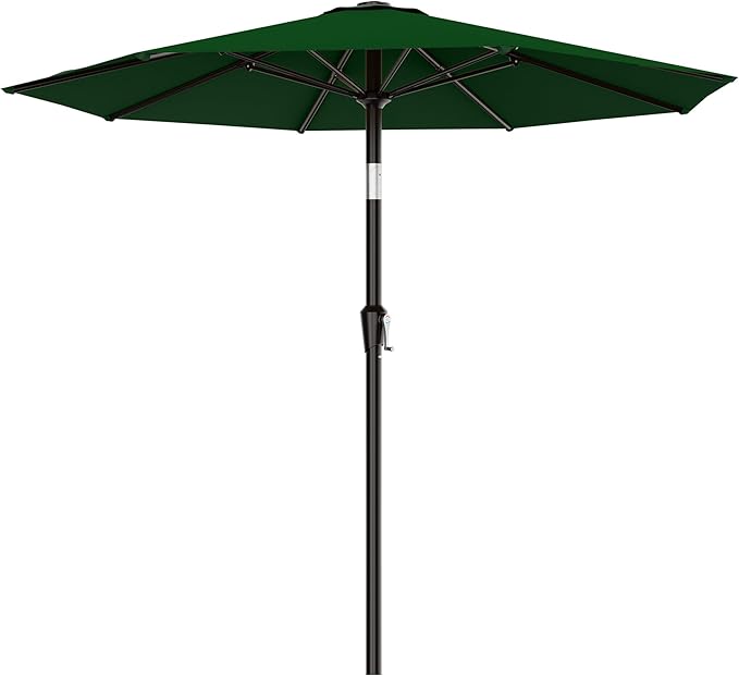 AreShark 9 FT Patio Umbrella for Outdoor, Outdoor Table Umbrella with Push Button Tilt and Crank, Outdoor Patio Umbrellas with 8 Sturdy Ribs for Market, Garden, Pool (Dark Green)