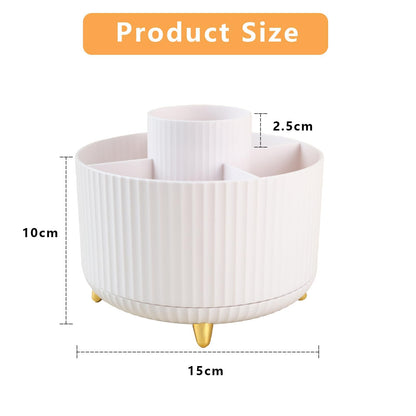 Desk Organizer Pen Holder, 5 Slots 360-Degree Spinning Pencil Organizers, Pencil Cups Desktop Storage Stationery Supplies for Office School Home,White