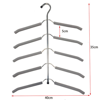 3 Pack 5 in 1 Blouse Tree Hangers Space Saving Clothes Hangers Swing Arm Non Slip Padded Coat Hanger Multi-Layer Clothes Hanger Heavy Duty Stainless Steel Sweater Shirt Hanger（Gray）