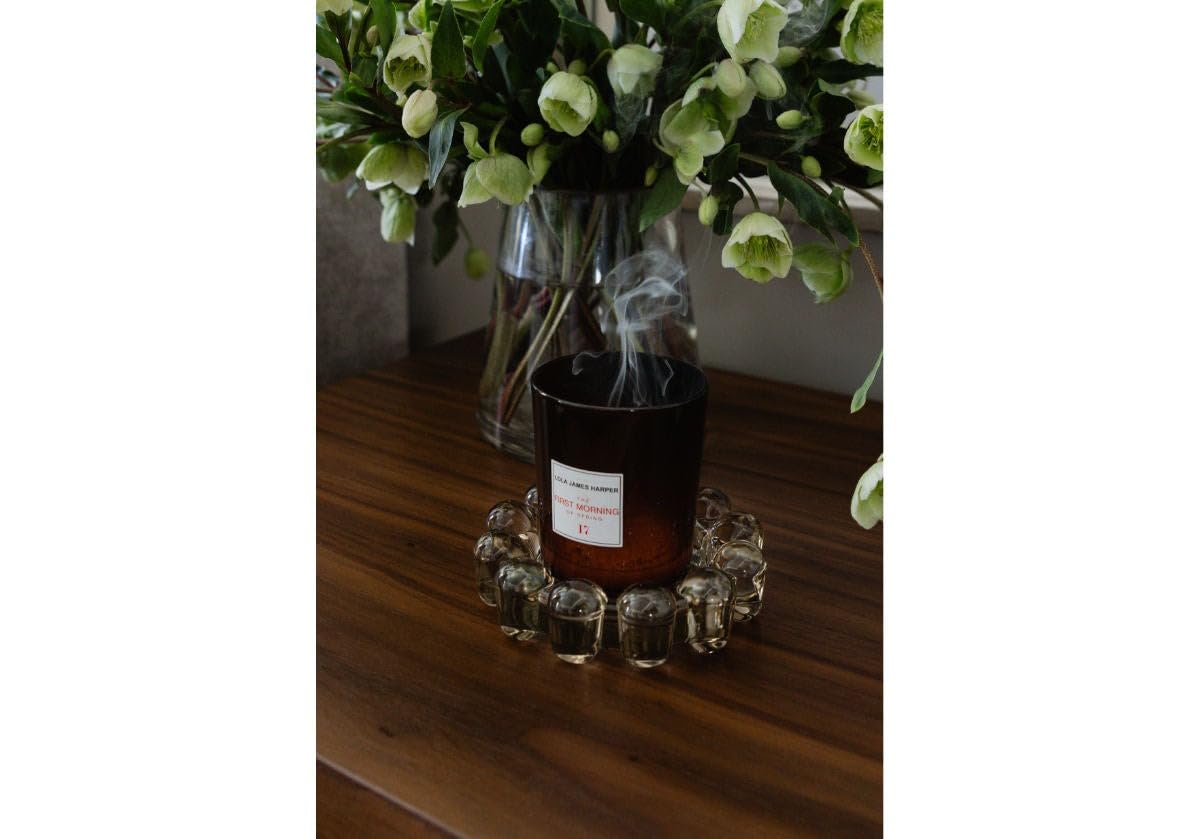 Original Bubble Candle Dish Small by Alice Lane – Smoky Glass Decorative Candle Holder for Home Decor, Small Candles & Diffusers