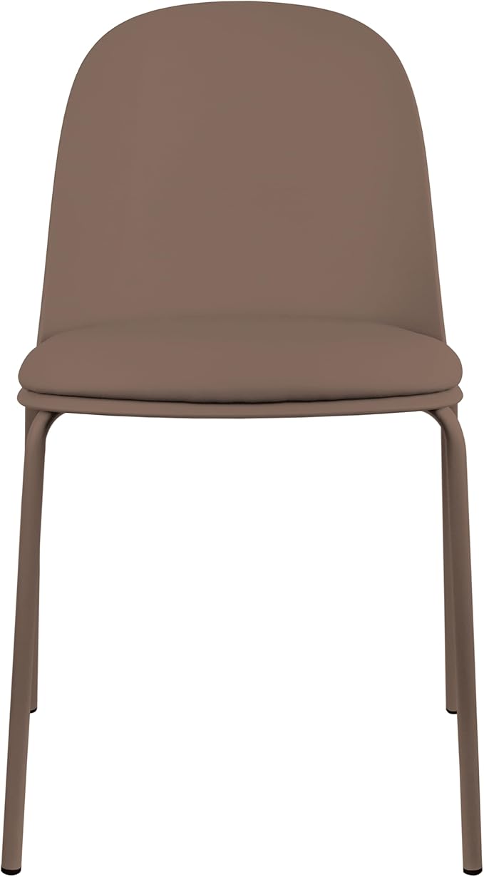 2xhome Parent Modern Stackable Armless Dining Chair | Plastic Shell Seat with Metal Legs | Indoor or Outdoor Use | Home Kitchen Patio (2, Brown, Padded Seat)