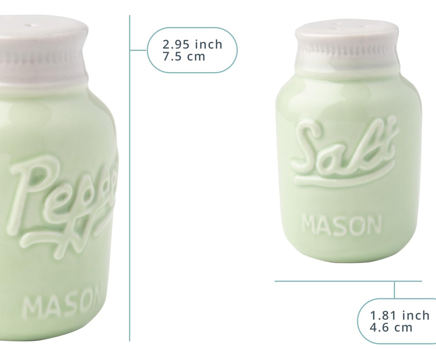 Comfify Sage Green Mason Jar Salt and Pepper Shakers – 3.5 oz Farmhouse