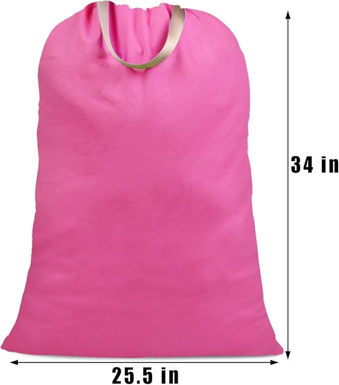 Cotton Canvas Laundry Bag with Handles & Drawstring Straps, Heavy Duty Extra
