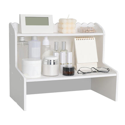 BTSEURY Desktop Wood Display Shelf, Wood Desktop Storage Rack, Desk Multi Layer Storage Rack Mini Bookshelf Cosmetics Organizer (M(315 X 180mm / 12.4 X 7.09in))