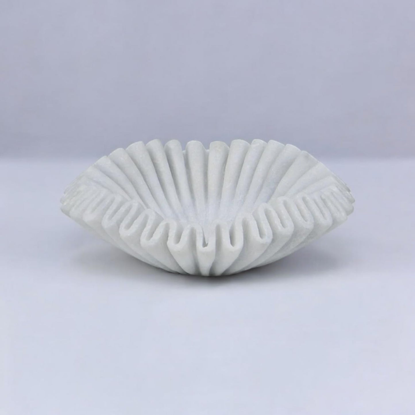 CRAFTFOBIA Marble Ruffle Bowl Handcrafted Decorative ScallopBowls - Antique Catchall Jewelry Dish Fruit Organizer for Home & Kitchen (6 inches)