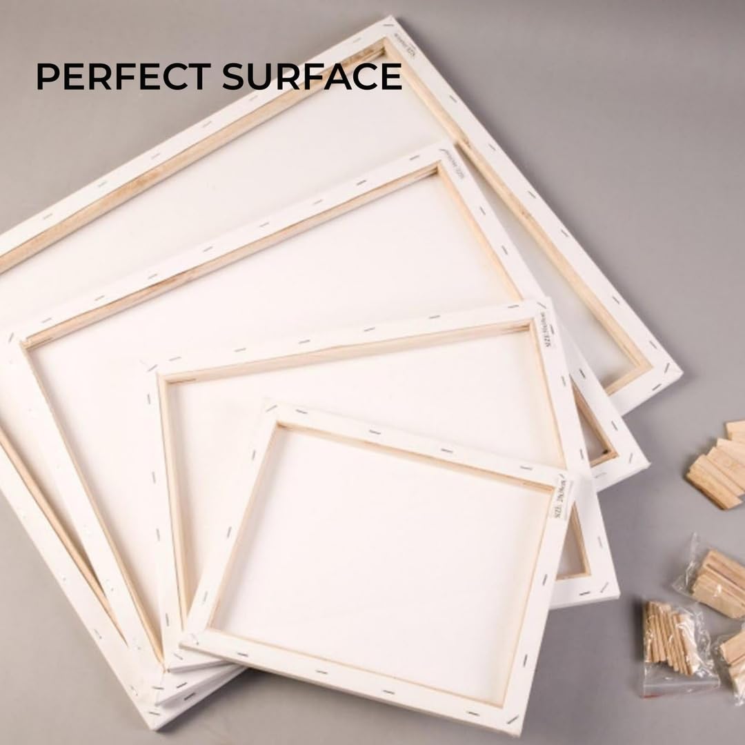 H&S Set of 4 Artist Blank Canvas Boards for Acrylic, Oil, Watercolour Painting - 20x30cm, 30x40cm, 40x50cm, 50x60cm, A1 & A2 canvas for Painting