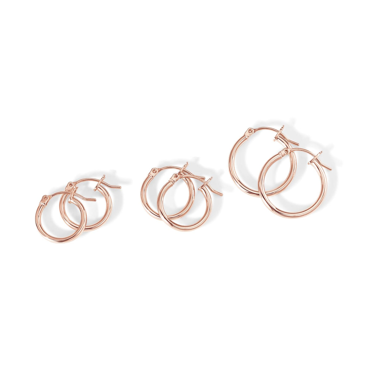 PAVOI 18K Rose Gold 925 Sterling Silver Post Hoop Earrings for Women - Thin Small Gold Huggie Hoop Earrings - 3-Pair Set