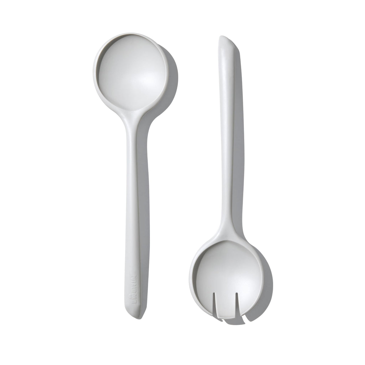 Put a Lid on It Salad Servers - Spoon and Fork Serving Set, Certified Recycled Food-Safe Plastic, BPA-Free, Dishwasher, Microwave, Fridge and Freezer Safe | 10.63 in | Salt