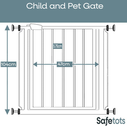 Bettacare Child and Pet Gate, 75cm - 83cm, Slate Grey, Extra Tall Gate 104cm in Height, Pressure Fit Stair Gate, Baby Gate and Suitable for Dog Gate or Pet Barrier, Easy Installation