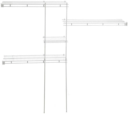 ClosetMaid Wire Closet Organizer System, Adjustable from 5 to 8 Ft., with Shelves, Hardware, Durable Steel, Fixed Mount Installation, White