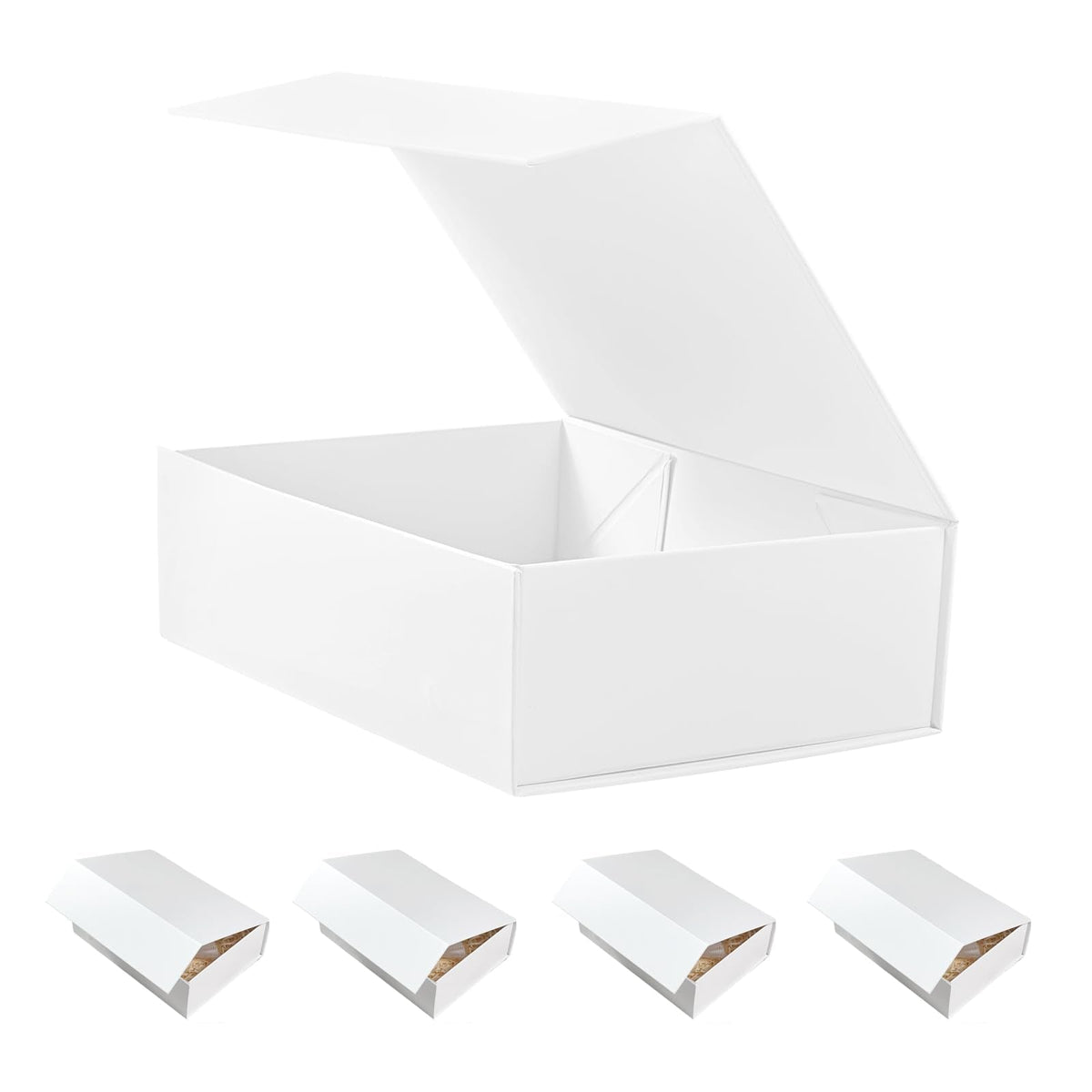 HcoHlow White Magnetic Gift Box 9x6.7x2.75 Inches, Rigid Collapsible Gift Boxes with Lids for Presents, Bridesmaid Proposal Box, Graduation, Wedding, Birthday Gift Packaging