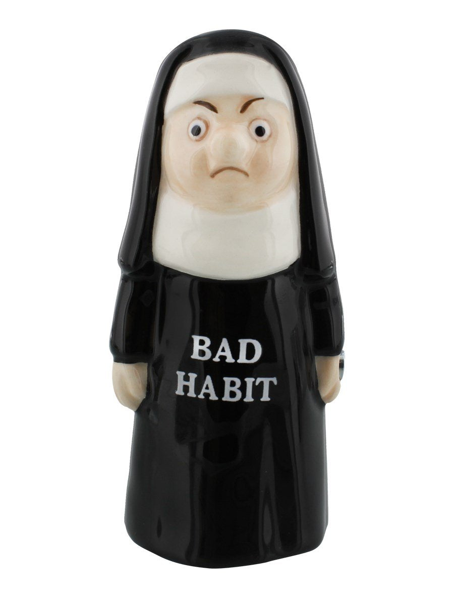 Good Habit Bad Habit Nuns Ceramic Magnetic Salt and Pepper Shaker Set