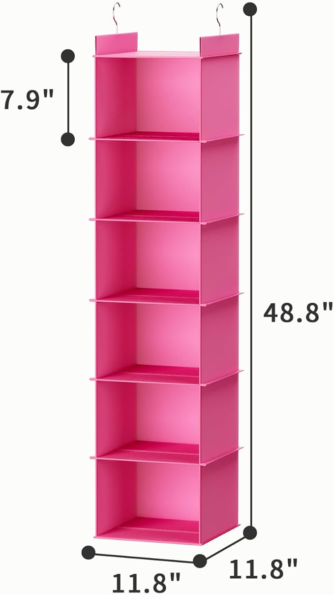 YOUDENOVA Hanging Closet Organizer, 6-Shelf Closet Hanging Shelves