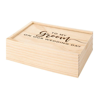 Koyal Wholesale Engraved Wood Groom Gift Box from Bride Wedding Day Gift for Groom, Husband, or Fiancé Sentimental Keepsake Box, Perfect Groom Gifts from Bride for Wedding Morning Boudoir Photo Box