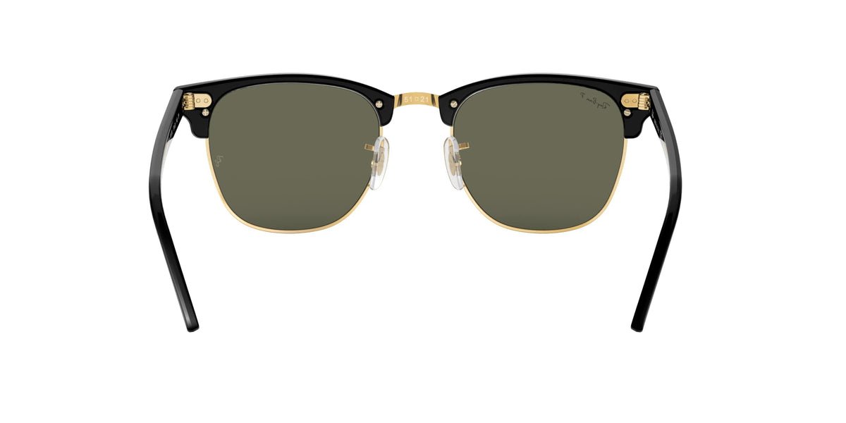Ray-Ban RB3016 Clubmaster Square Sunglasses, Black/Polarized G-15 Green, 51 mm