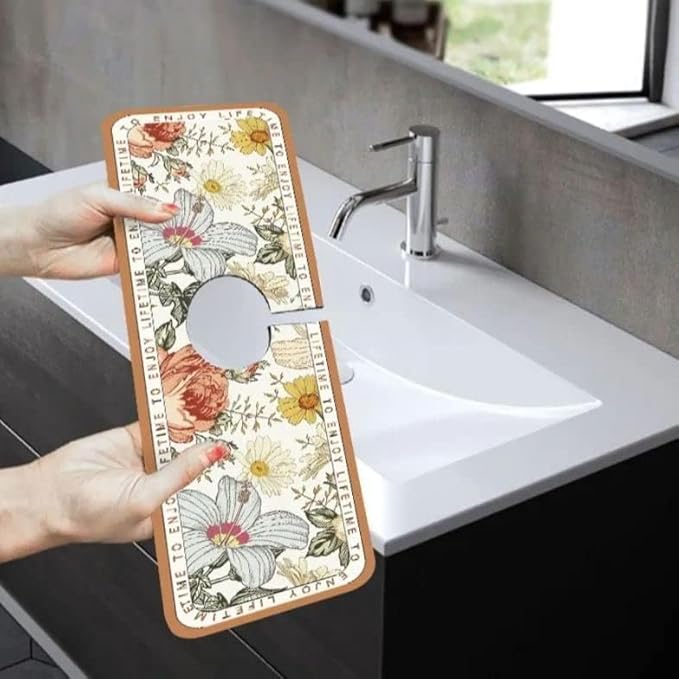 2PCS Fantasy Style Faucet Draining Mat, Faucet Draining Mat