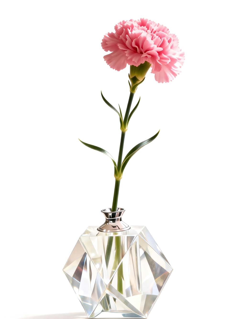 CNCRMEM Crystal Bud Vase for Single Flower, Geometric Diamond Cut Single Stem Vase, Small Tabletop Vase for Home, Restaurant, Cafe, Retail Store, Wedding & Valentine's Day Decor (Crystal Clear)